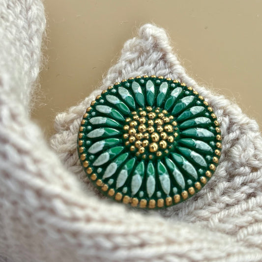 kornblomst glasknap 26mm grøn guld 