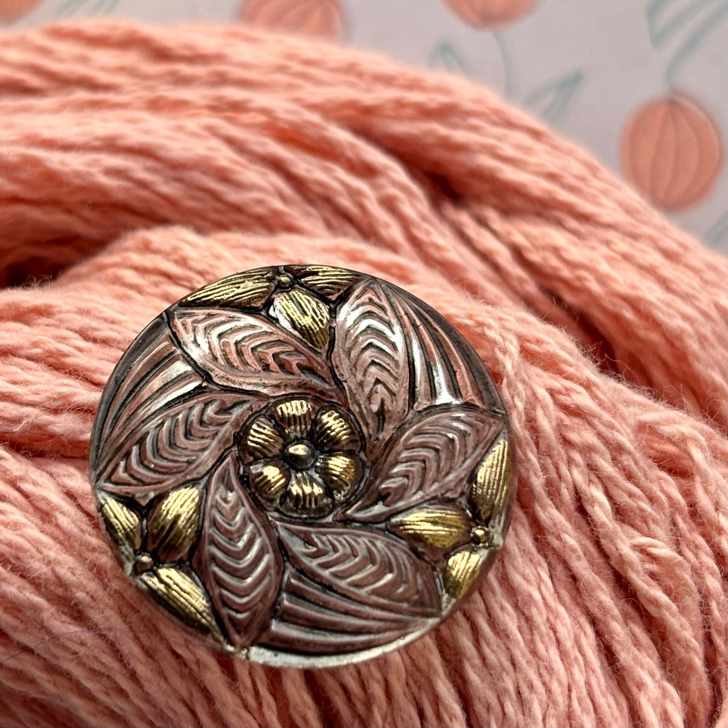 glasknap sakura 26mm grå guld 