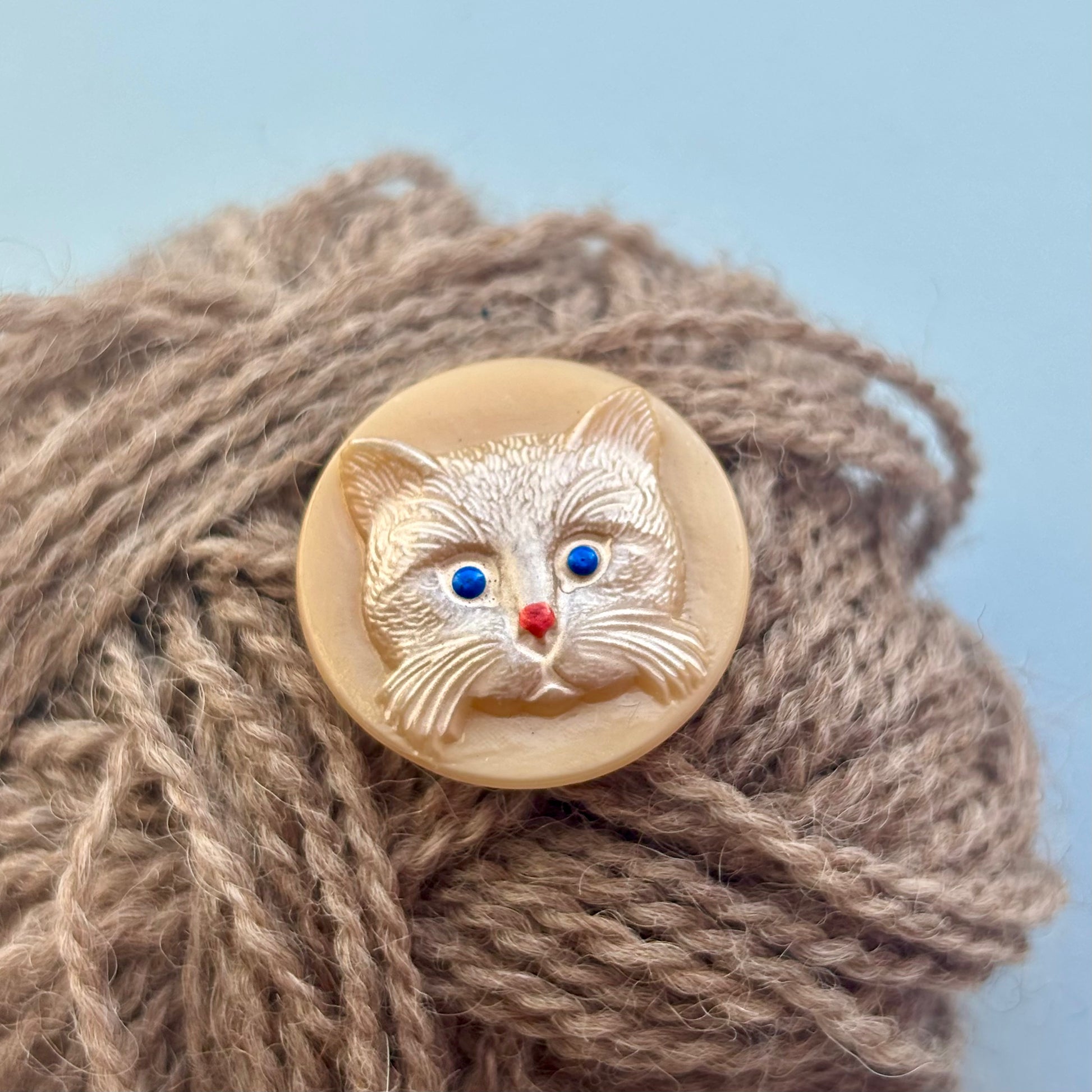 katte glasknap 22mm brun hvid 