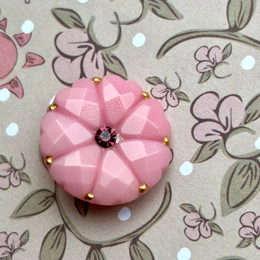 glasknap dahlia pink guld prik 22mm klar similisten 