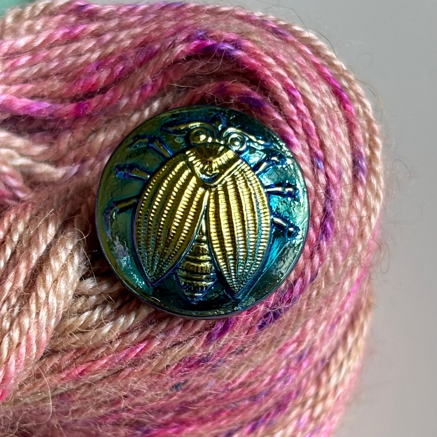 glasknap bille 18mm sort perlemors effekt 