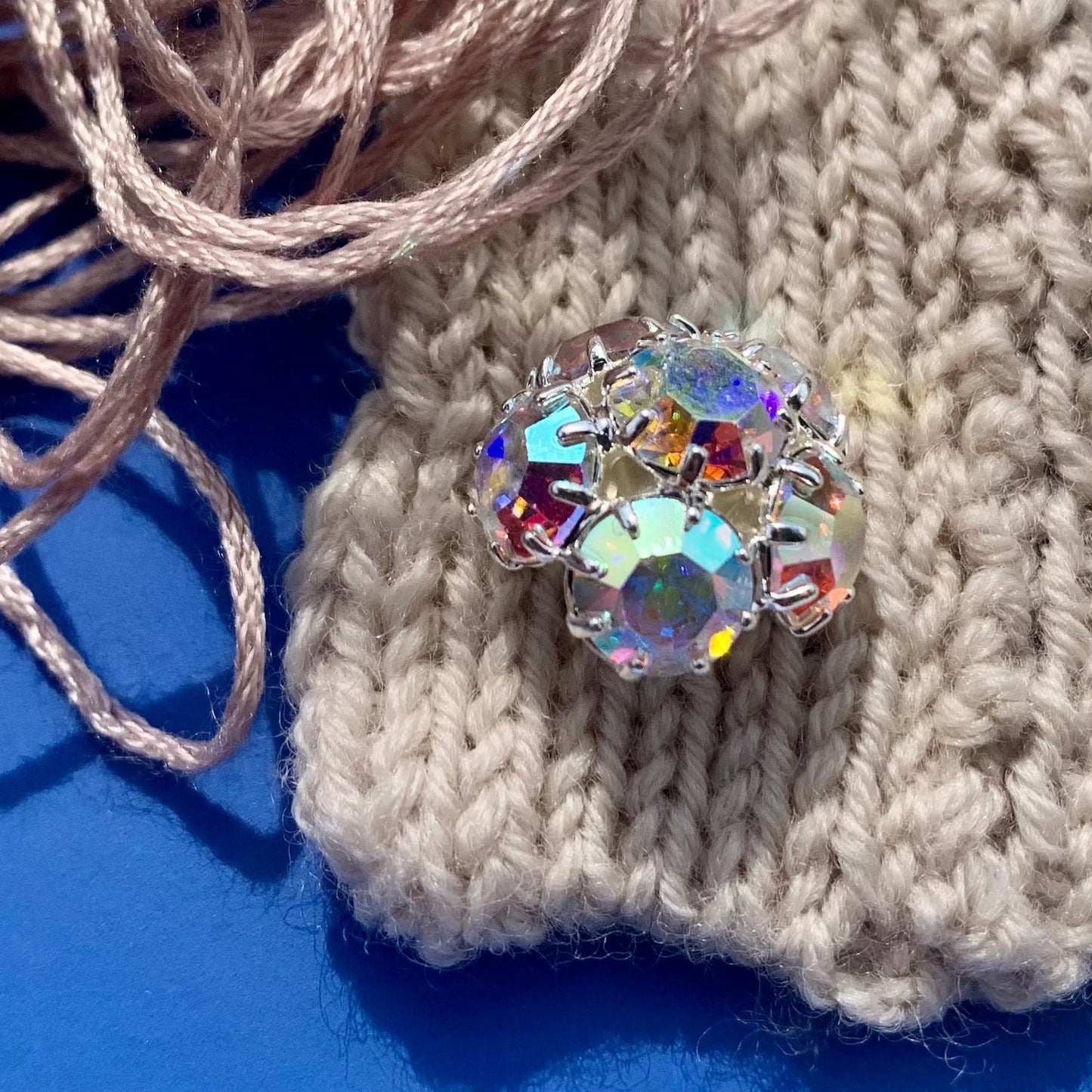 18mm - TIFFANY knap - multi glitter, sølv