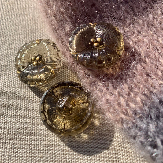 22mm - DAISY knap - Brun, Guld