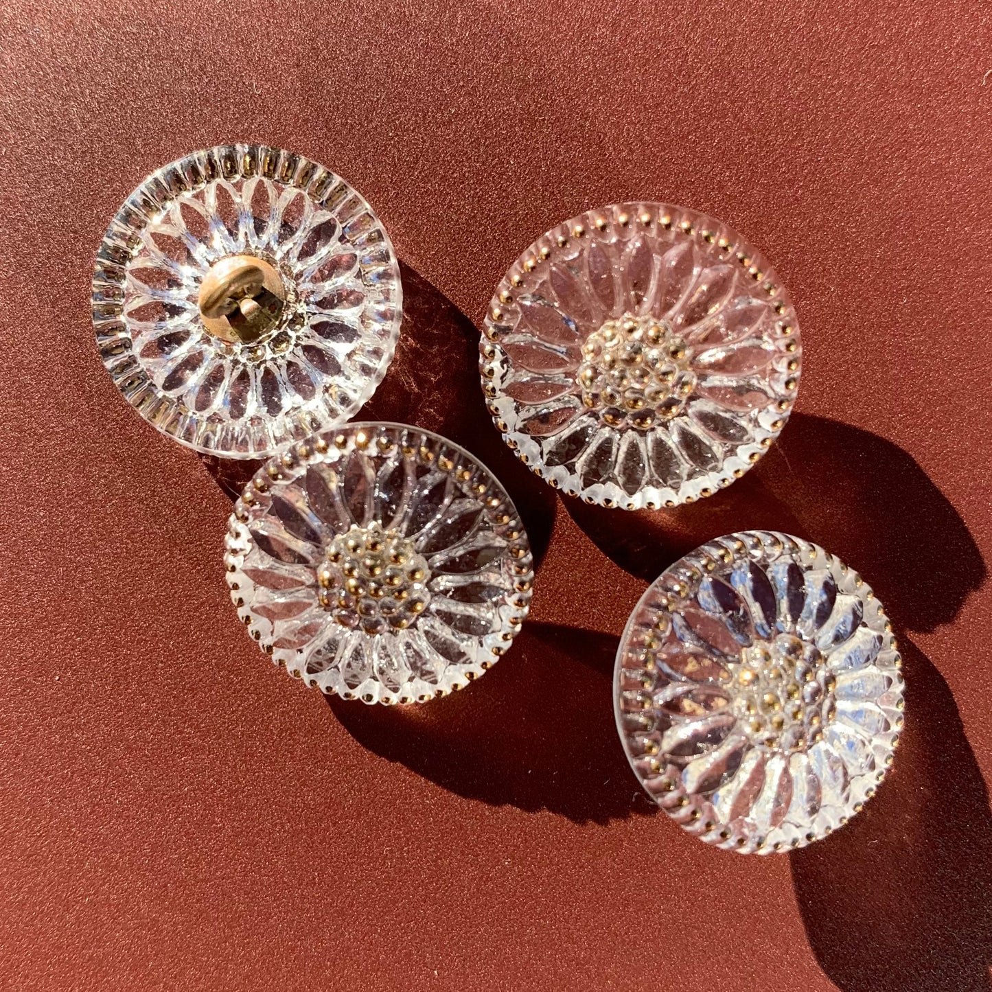 18mm - SUNFLOWER button - Crystal, Gold