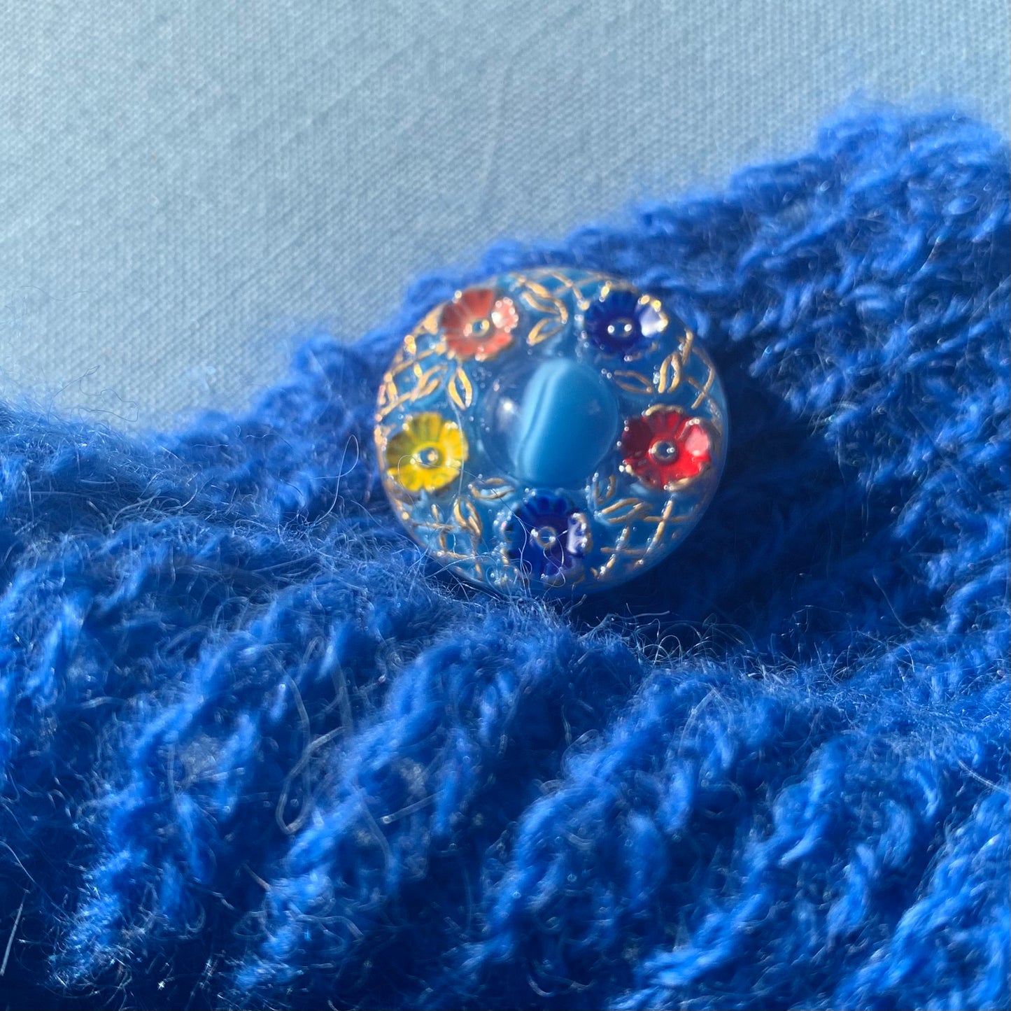 Blå Rosenhave knapper håndlavede bling knap 