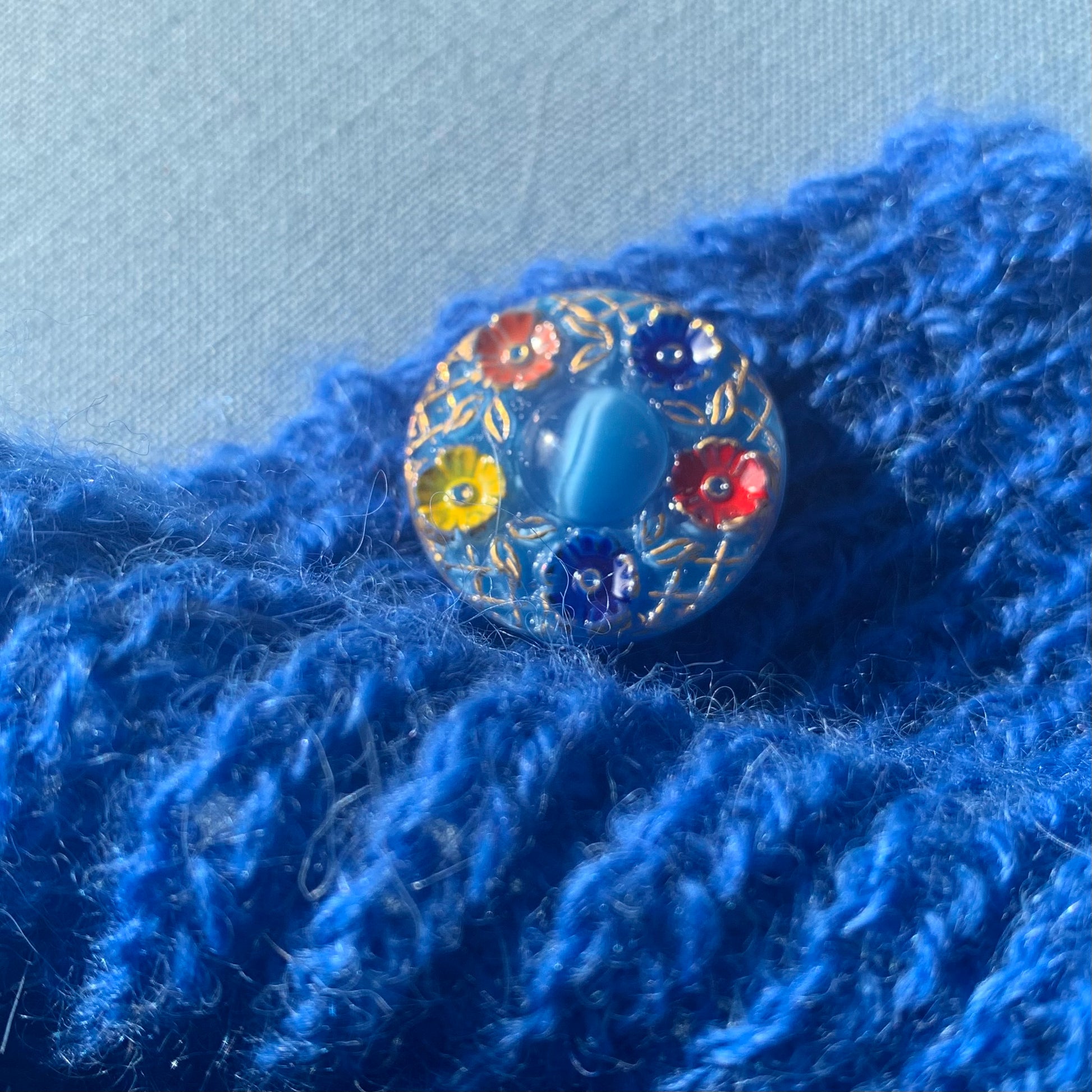 Blå Rosenhave knapper håndlavede bling knap 