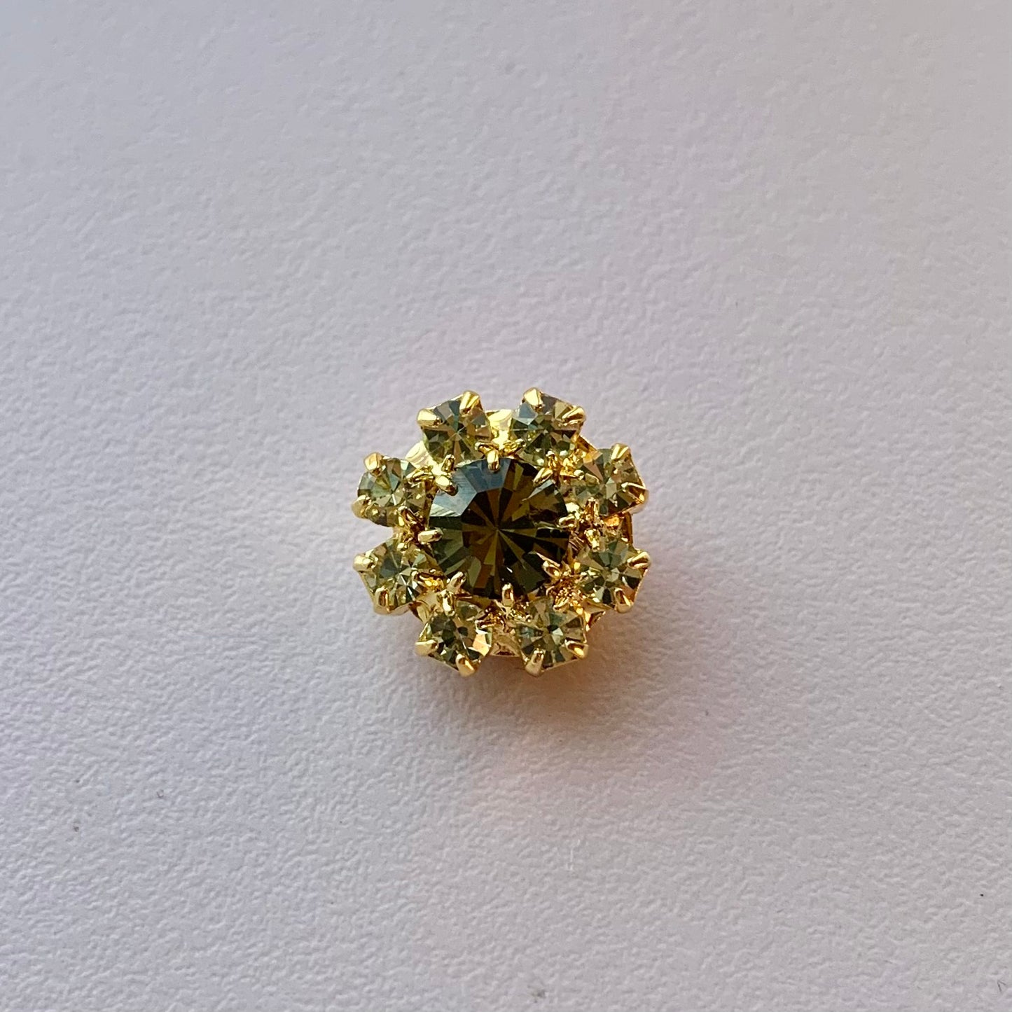 Similiknap med olive sten i guld 14mm 