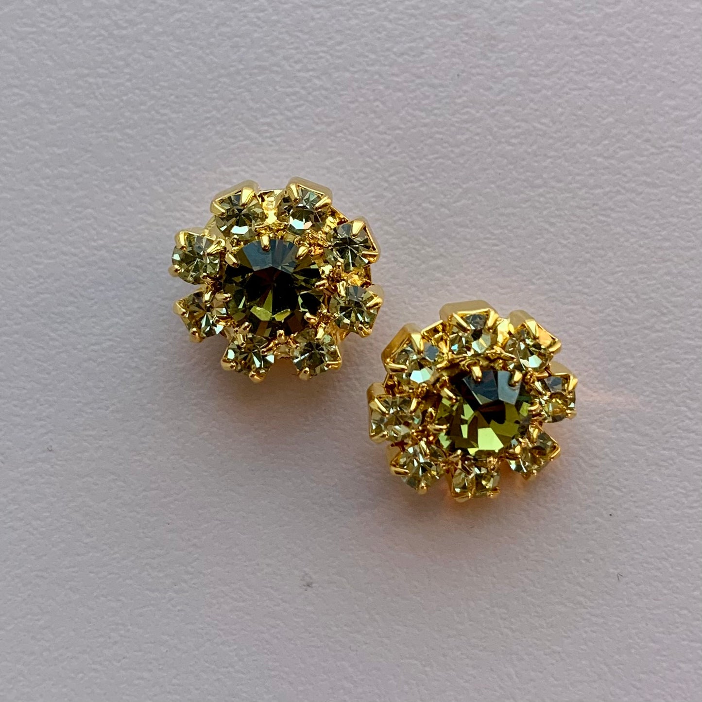 Similiknap med olive sten i guld 14mm 